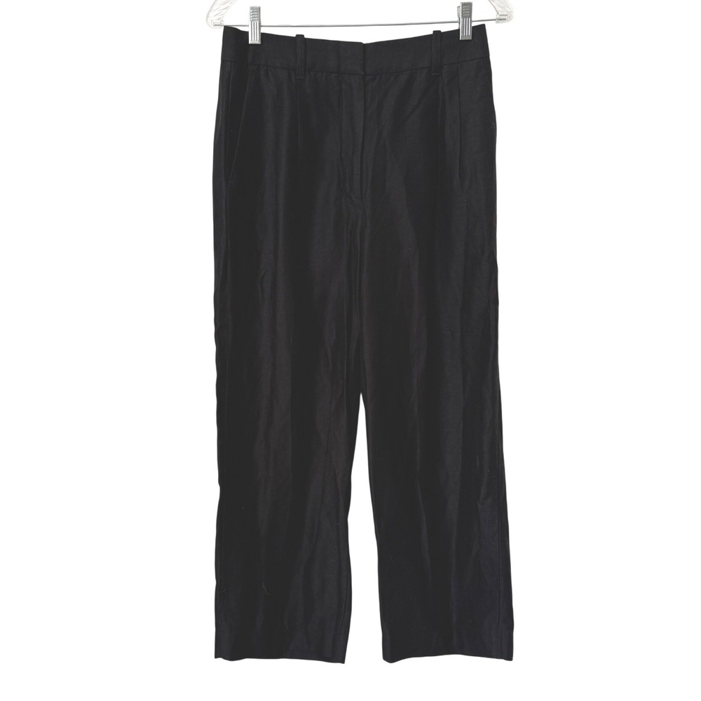 Aritzia Wilfred Black Linen Cropped High-Rise Wide-leg The Effortless Pant
8
